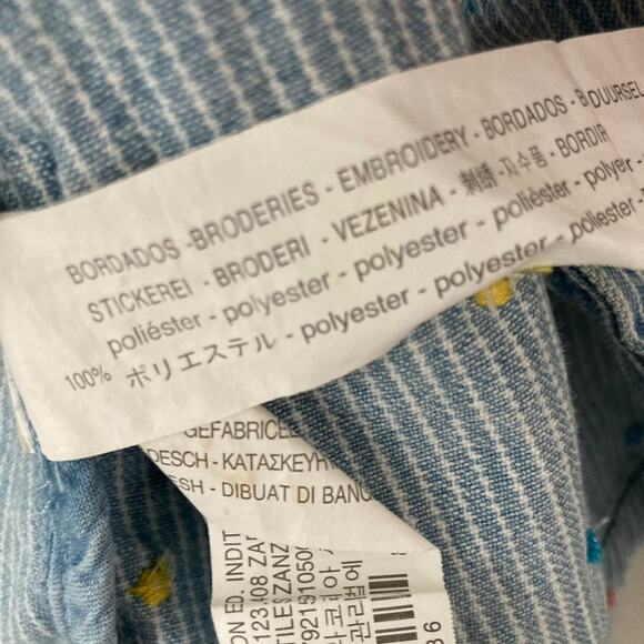 Zara Baby Embroidered Polka Dot Hooded Denim Jacket - Blue - 3/4 - Picture 10 of 10